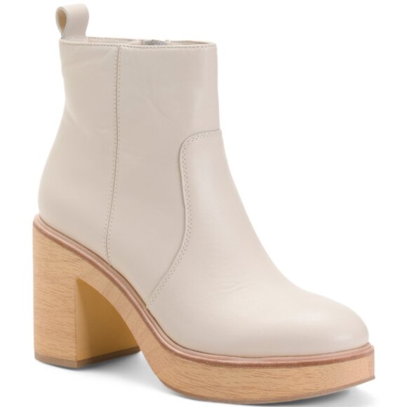 NEW DOLCE VITA Cecile Leather Heel Booties ivory for women 563tn - Picture 2 of 7